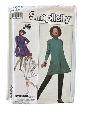 Vintage 80s Simplicity 8738 Sewing Pattern Small Jiffy Tunic Skirt Pants UNCUT